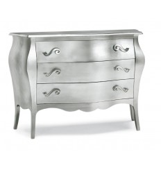 Comò 3 cassetti bombato Classico foglia argento W1311/A